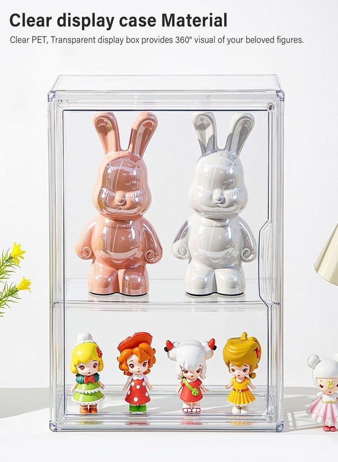 LETGO Acrylic Display Case for Collectibles,Clear Display Case with 3 Adjustable Layers 1 Removable Divider,Display Case Compatible with Labubu POP MART Doll,Home Office Cosmetic Acrylic Box (L-1Pack-2Tier) - Image 2